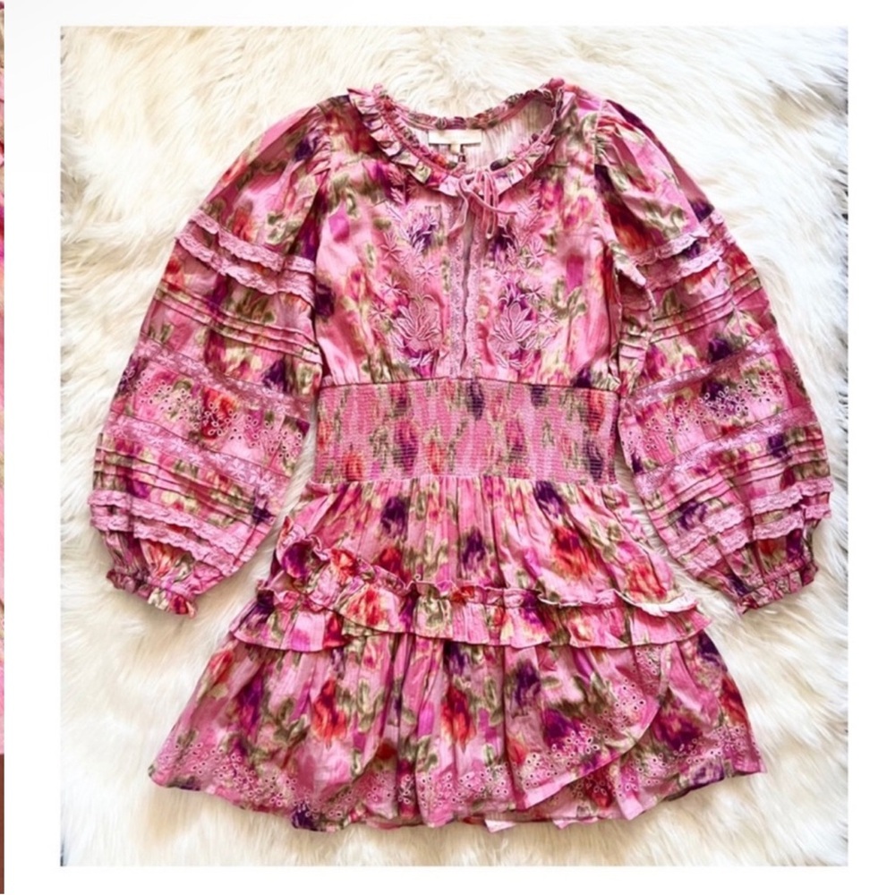 LoveShackFancy Pink Floral Mini Dress - Picture 10 of 16